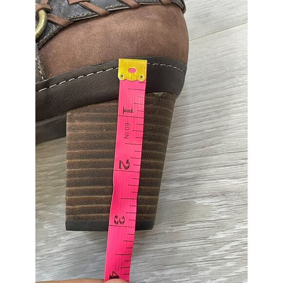 Clarks Artisan Mural Women's Bootie Ankle Clogs Heel Boot Leather 10 Brown Shoes - Picture 10 of 11